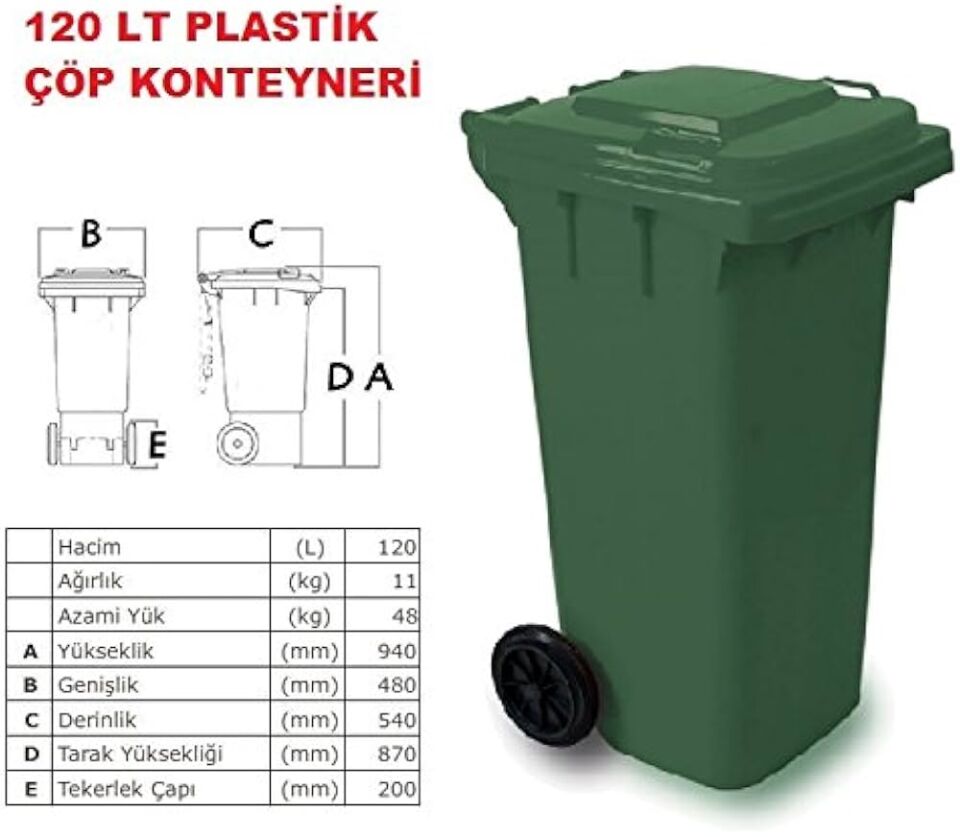 120 LT Çöp konteyner yeşil