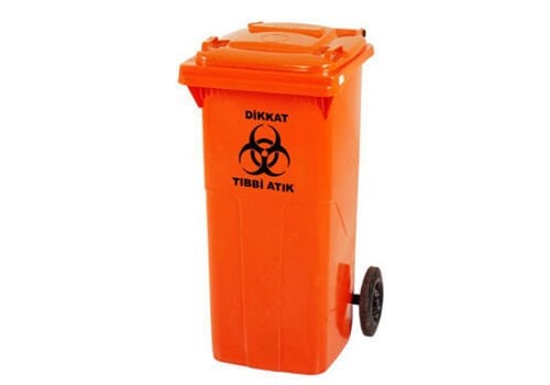 Tıbbi Atık çöp Konteyner 120 LT Turuncu