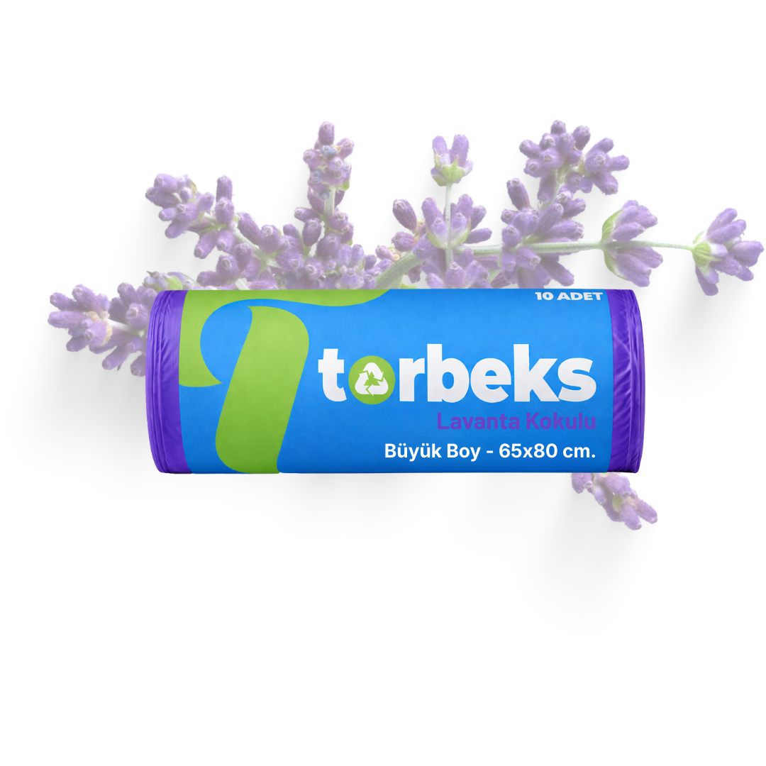 Lavanta Kokulu Büzgülü Büyük Boy Çöp Torbası 65 x 80 cm. (3'lü Paket)