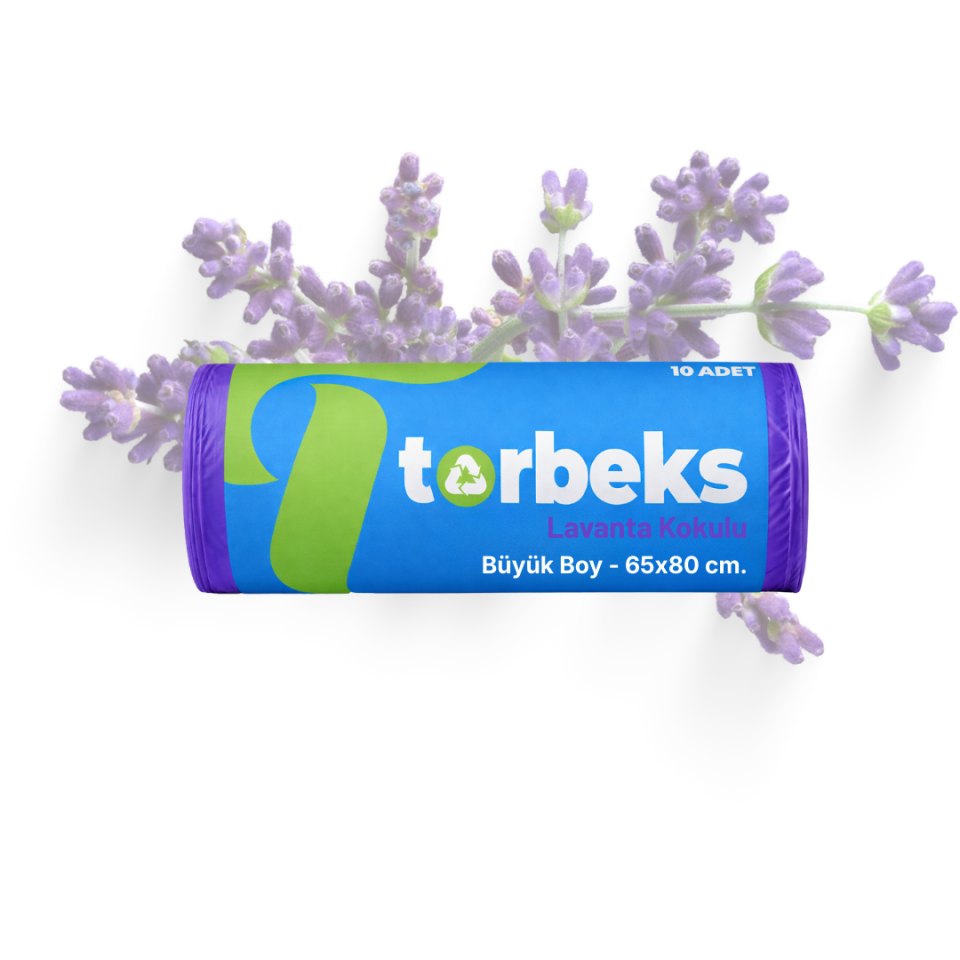 Lavanta Kokulu Büzgülü Büyük Boy Çöp Torbası 65 x 80 cm. (3'lü Paket)