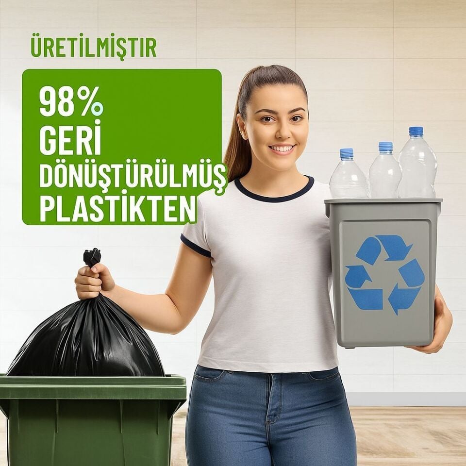 Lavanta Kokulu Büzgülü Büyük Boy Çöp Torbası 65 x 80 cm. (3'lü Paket)