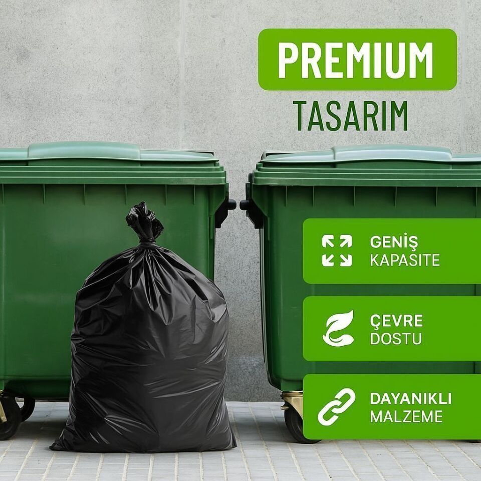 Çilek Kokulu Büzgülü Büyük Boy Çöp Torbası 65 x 80 cm. (5'li Paket)