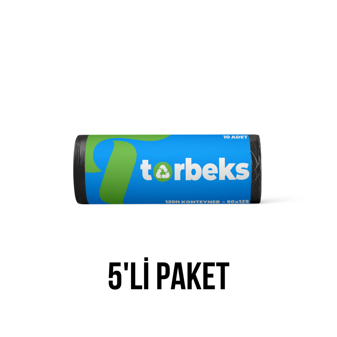 Endüstriyel konteyner çöp torbası 120 LT 90x125 800 gr - 5'li Paket