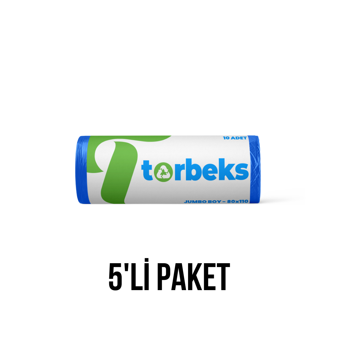 Standart Jumbo Boy Çöp Torbası 80X110 400 Gr (mavi) - 5'li Paket