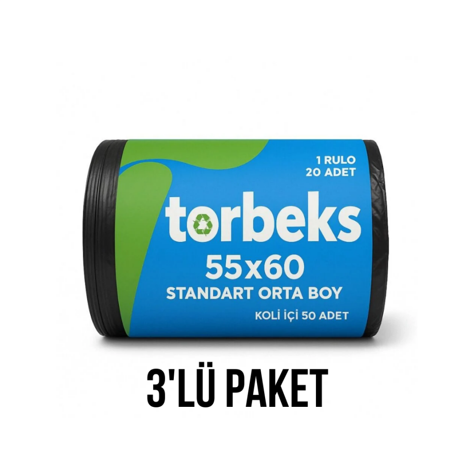 Standart Orta Boy Çöp Poşeti 55x60 - 3'lü Paket
