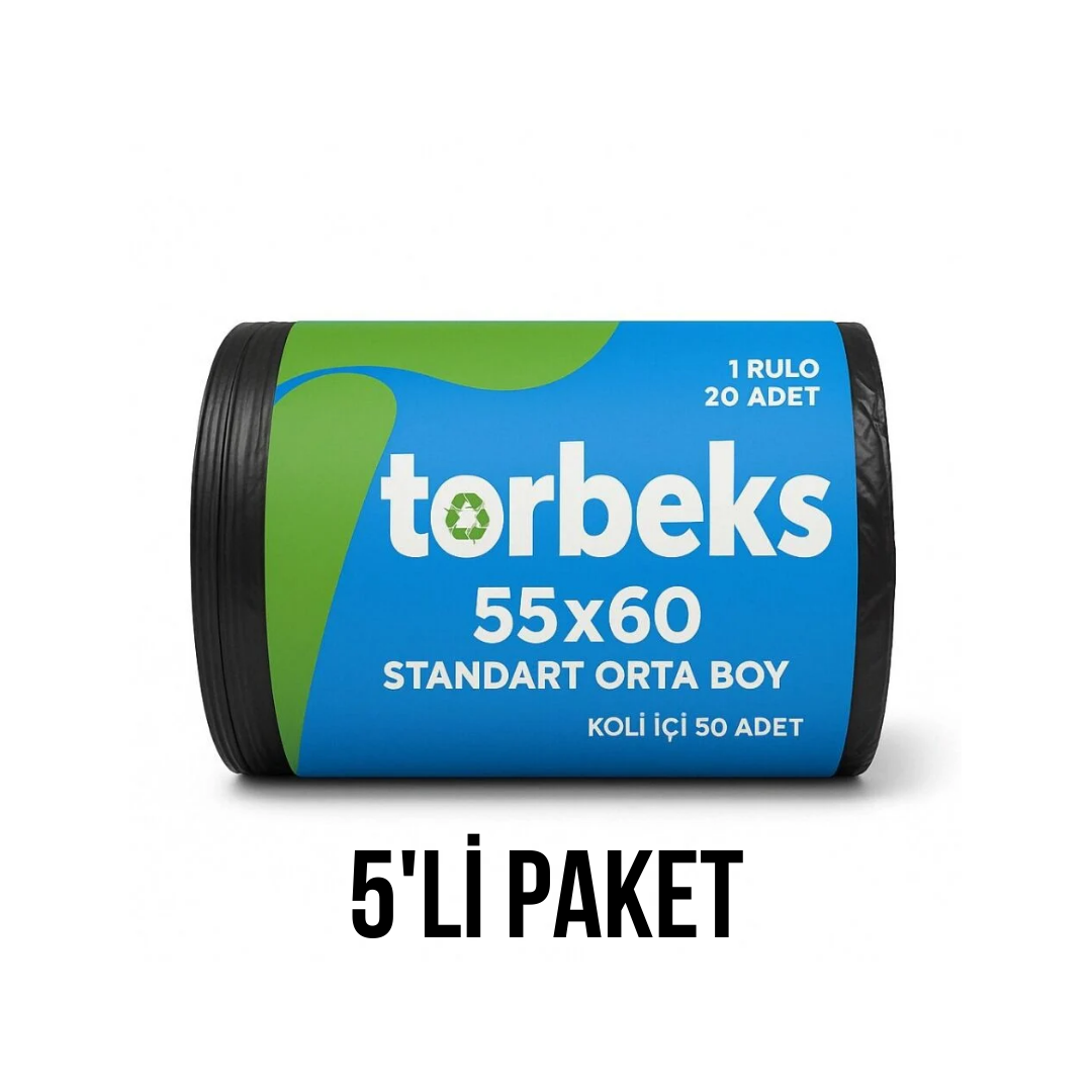 Standart Orta Boy Çöp Poşeti 55x60 - 5'li Paket