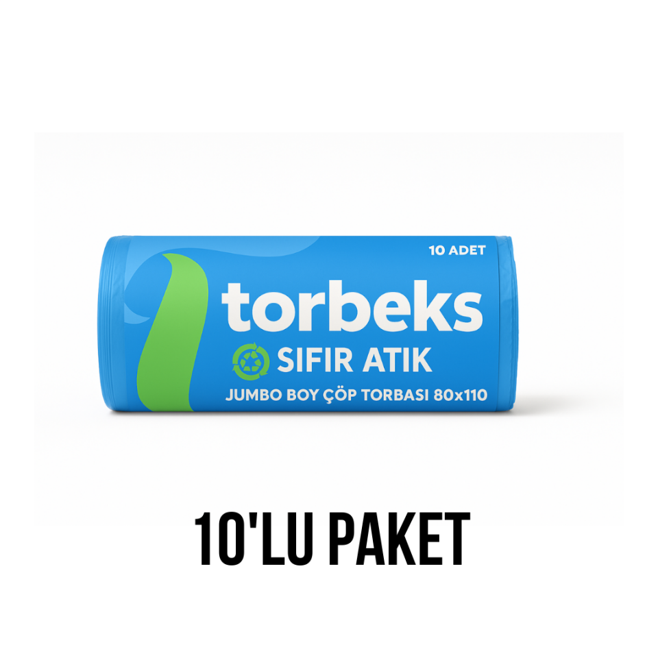 Mavi Kağıt Atık Baskılı Jumbo Boy Çöp Torbası 80x110 - 10'lu Paket 800g