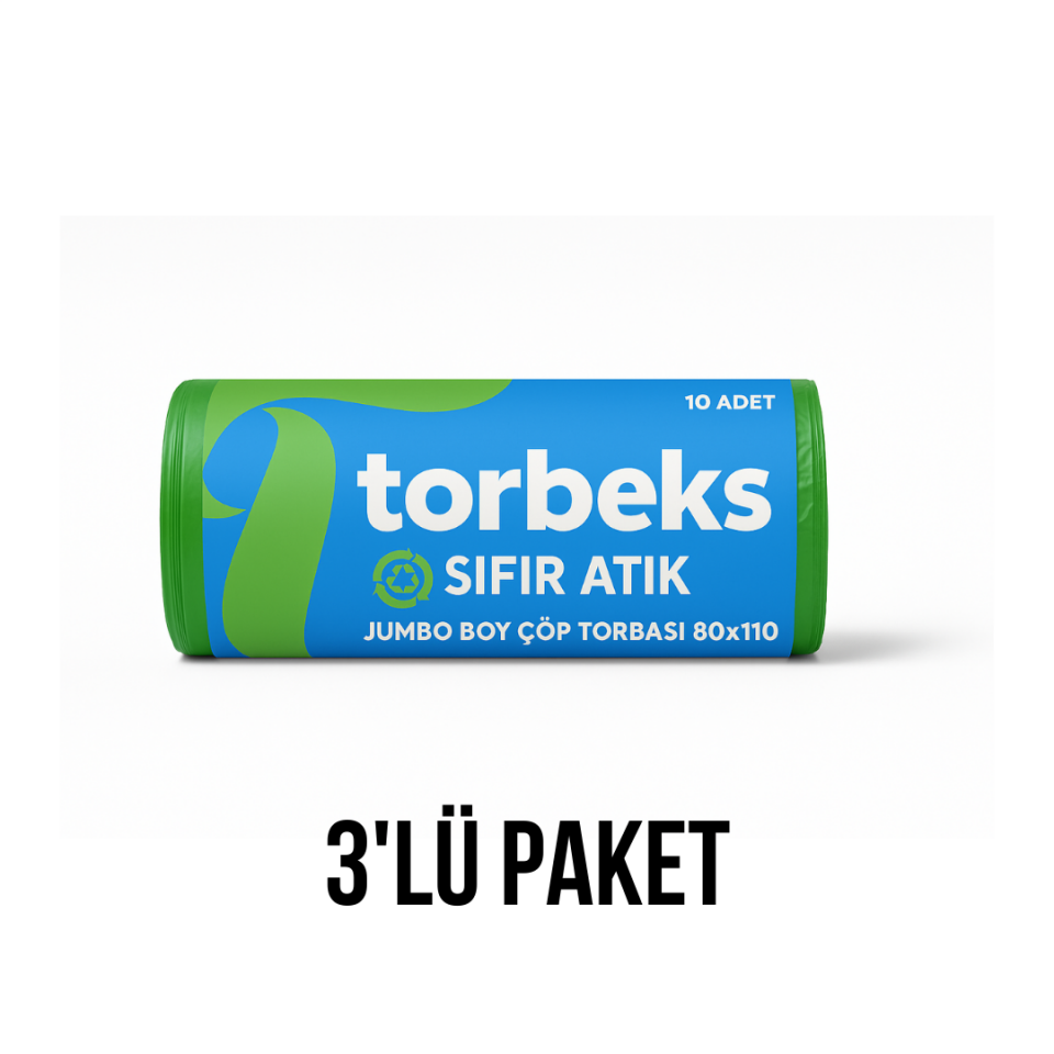 Yeşil Cam Atık Baskılı Jumbo Boy Çöp Torbası 80x110 - 3'lü Paket 800g