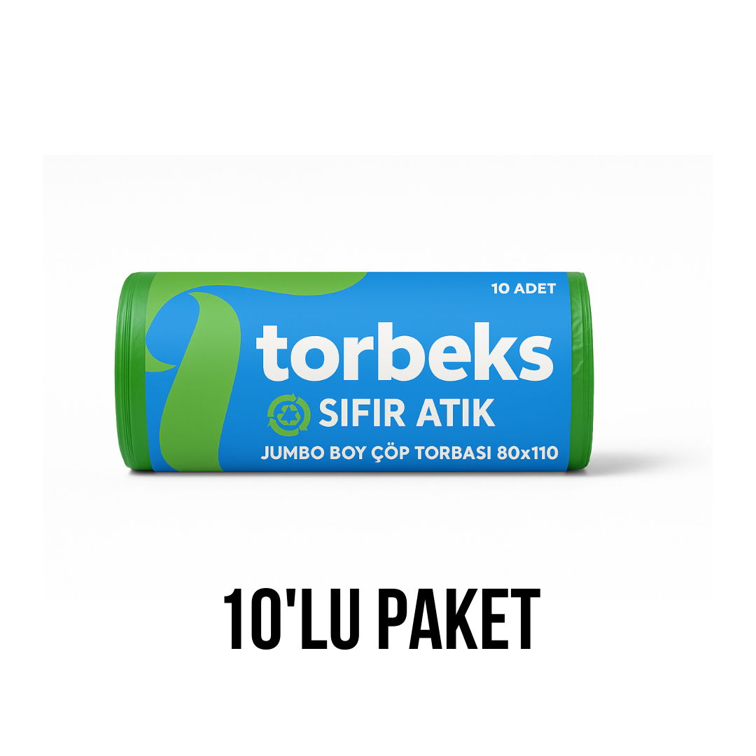 Yeşil Cam Atık Baskılı Jumbo Boy Çöp Torbası 80x110 - 10'lu Paket 800g
