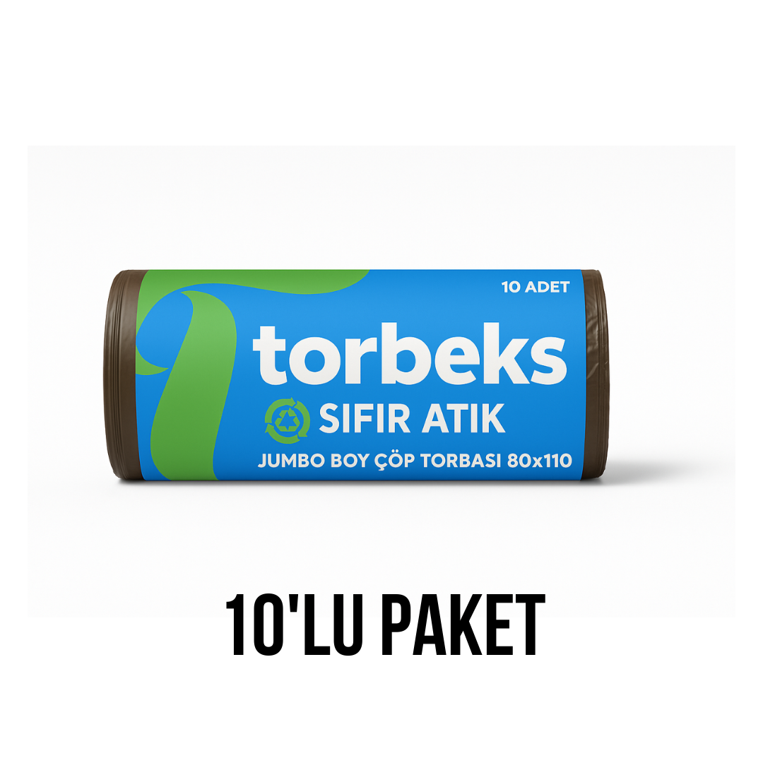Kahverengi Organik Atık Baskılı Jumbo Boy Çöp Torbası 80x110 - 10'lu Paket 800g