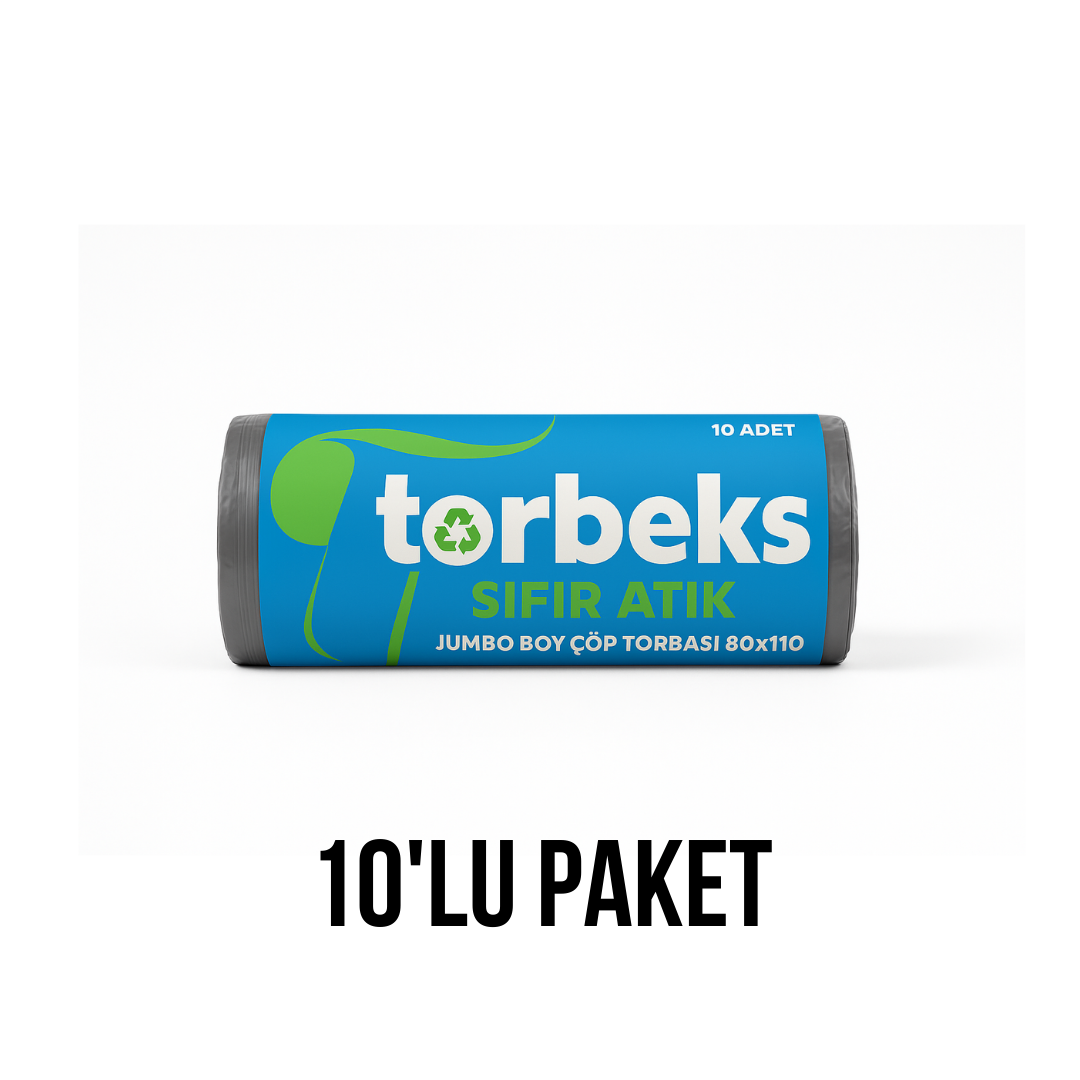 Gri Metal Atık Baskılı Jumbo Boy Çöp Torbası 80x110 - 10'lu Paket 800g