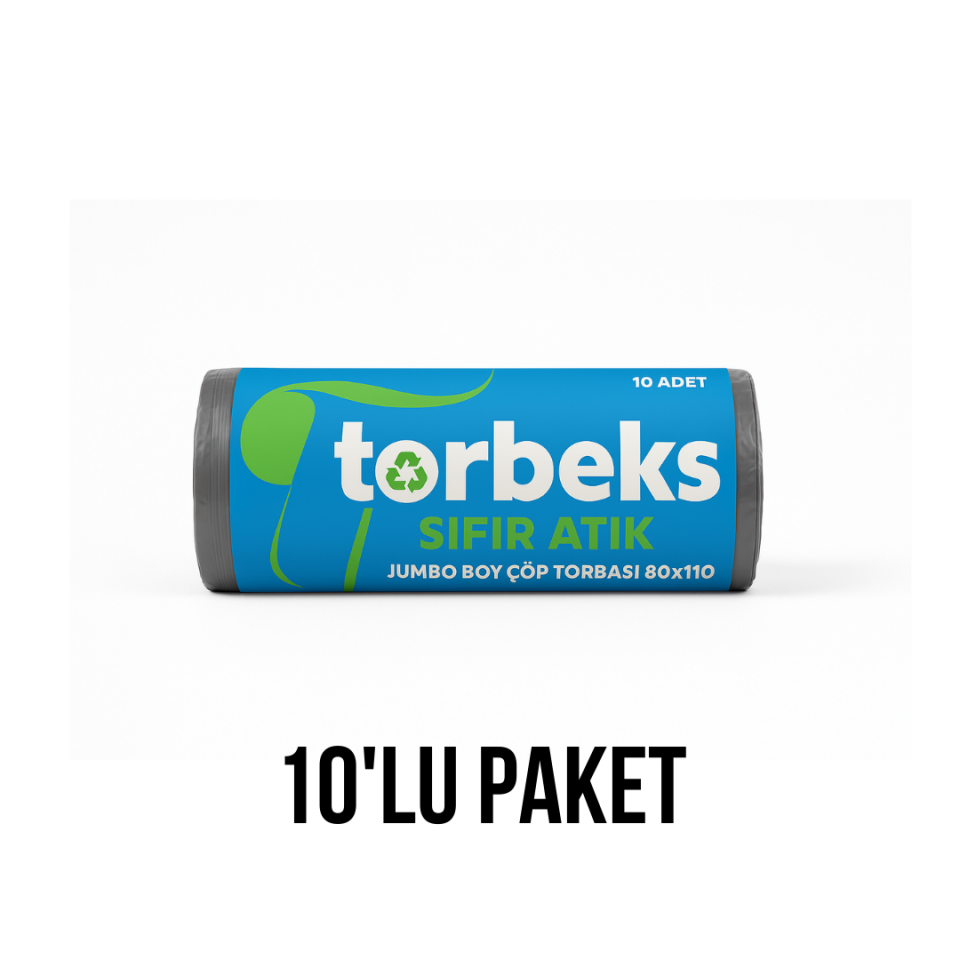 Gri Metal Atık Baskılı Jumbo Boy Çöp Torbası 80x110 - 10'lu Paket 800g