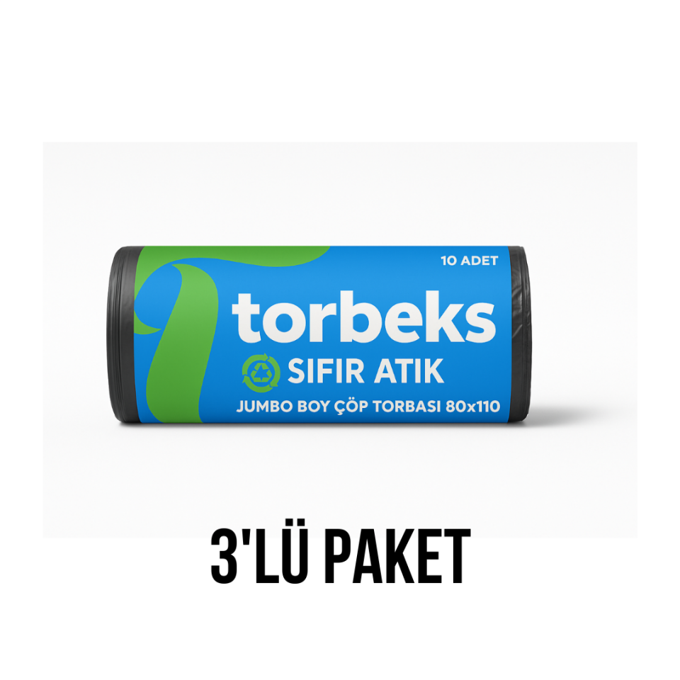 Siyah Evsel Atık Baskılı Jumbo Boy Çöp Torbası 80x110 - 3'lü Paket 800g
