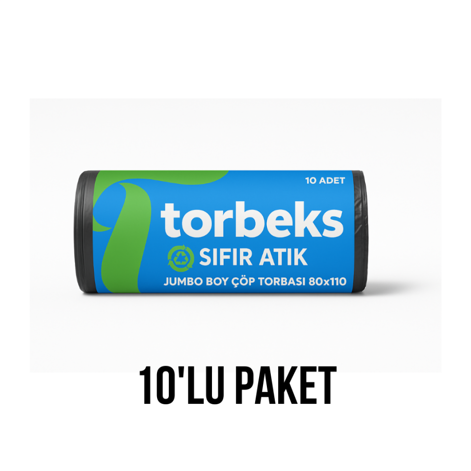 Siyah Evsel Atık Baskılı Jumbo Boy Çöp Torbası 80x110 - 10'lu Paket 800g